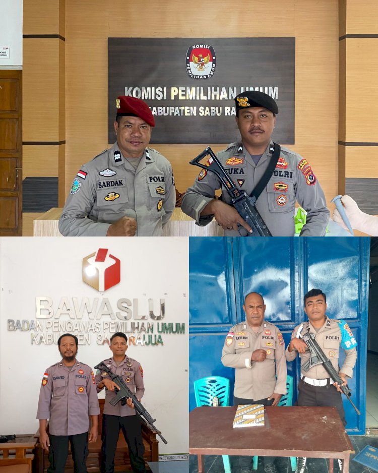 Polres Sabu Raijua tempatkan personelnya untuk mengamankan kantor Komisi Pemilihan Umum Daerah (KPUD), Badan Pengawas pemilu ( BAWASLU ) dan Gudang logistik pilkada Kab. Sabu Raijua.