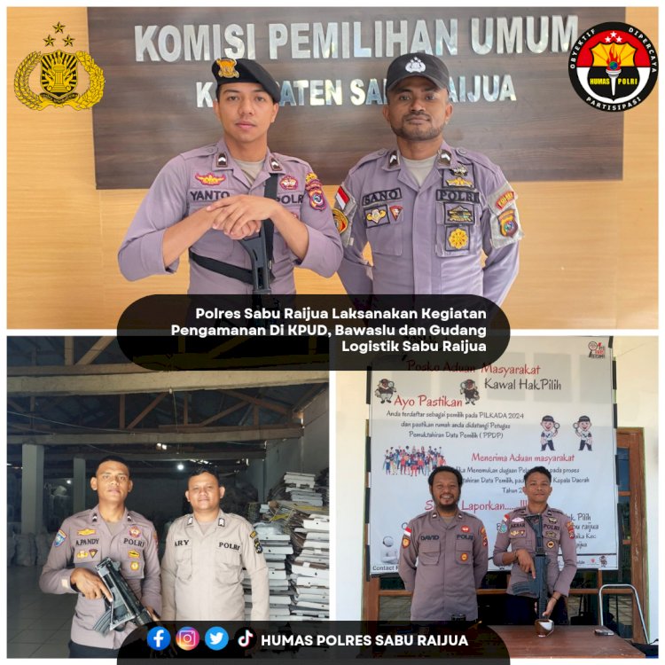 Polres Sabu Raijua tempatkan personelnya untuk mengamankan kantor Komisi Pemilihan Umum Daerah (KPUD), Badan Pengawas pemilu ( BAWASLU ) dan Gudang logistik pilkada Kab. Sabu Raijua.