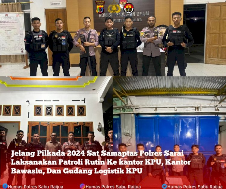 Personil Sat Samapta Polres Sabu Raijua secara intensif melaksanakan patroli di Kantor KPU dan Bawaslu Kab. Sabu Raijua