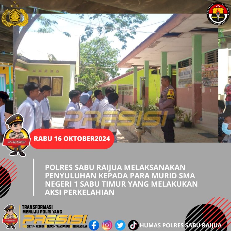 Polres Sarai Melaksnakan Penyuluhan kepada para murid SMA Negeri 1 Sabu Timur yang melakukan aksi Tawuran