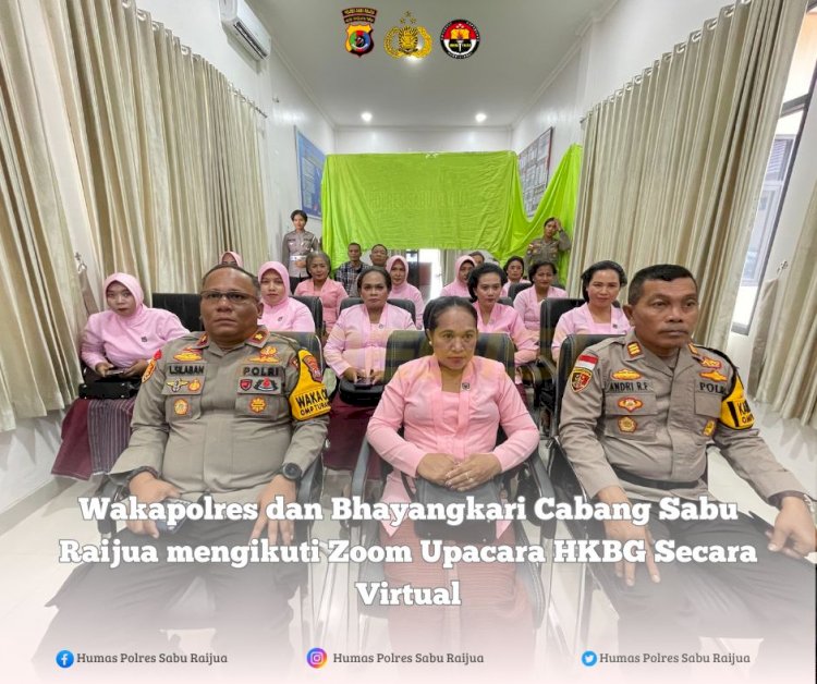 Wakapolres dan Bhayangkari Cabang Sabu Raijua Mengikuti Kegiatan Zoom Upacara HKGB Secara Virtual