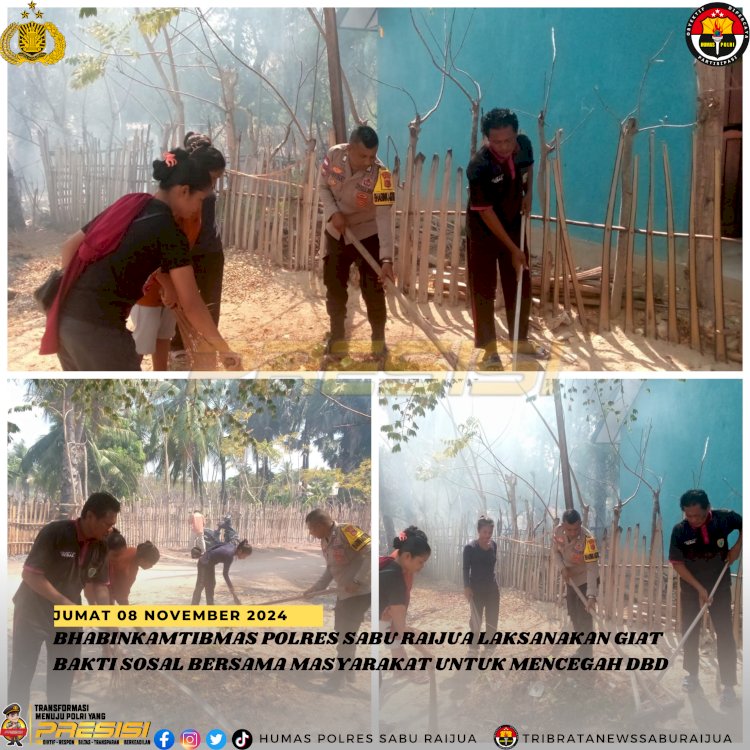 Bhabinkamtibmas Polres Sabu Raijua Laksanakan Giat Bakti Sosial Bersama Masyarakat untuk mencegah DBD. 