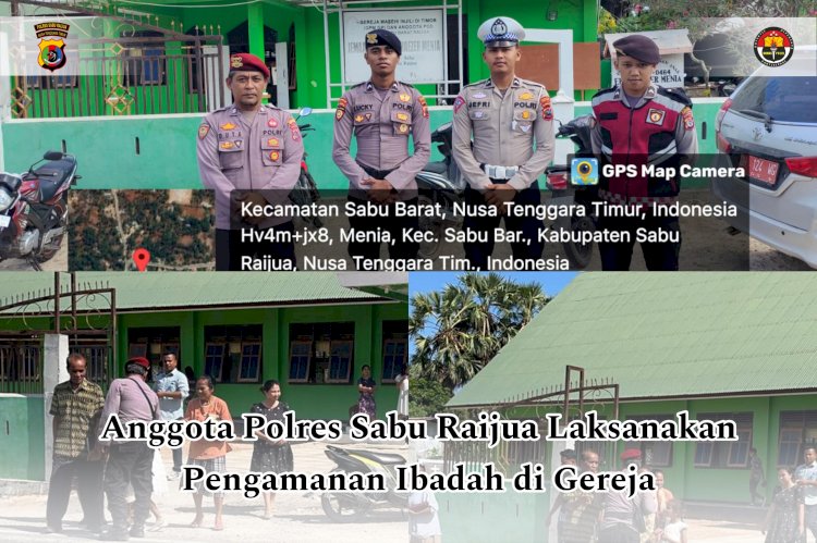 ANGGOTA POLRES SABU RAIJUA LAKSAN KEGIATAN PENGAMANAN IBADAH HARI MINGGU