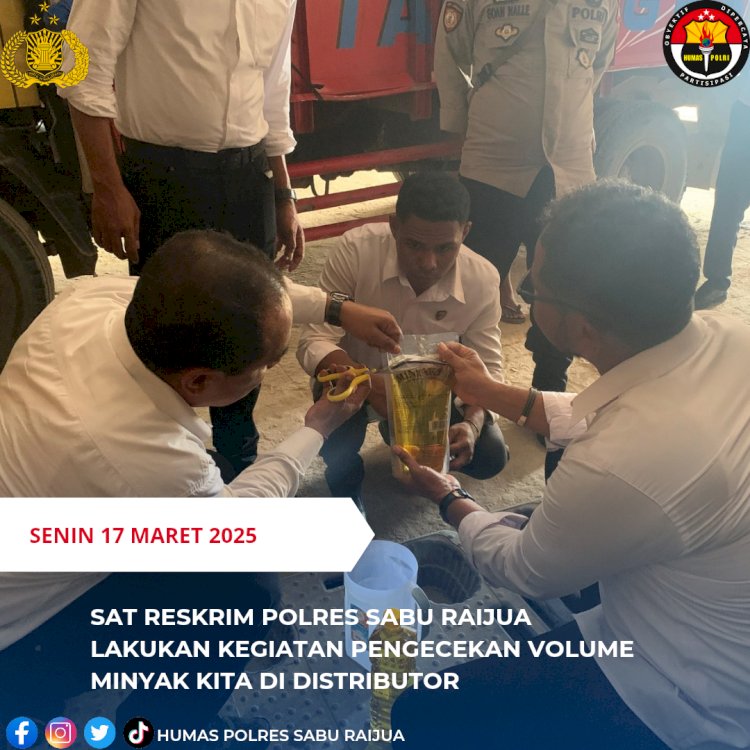 Sat Reskrim Polres Sabu Raijua Lakukan Kegiatan Pengecekan Volume Minyak Kita Di Distributor