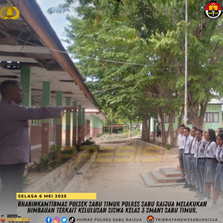 Bhabinkamtibmas Polsek Sabu Timur Polres Sabu Raijua melakukan himbauan terkait kelulusan siswa kelas 3 SMAN1 Sabu Timur.