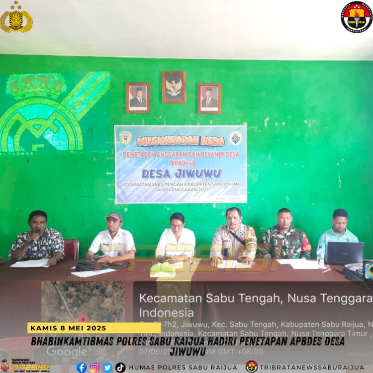 Bhabinkamtibmas Polres Sabu Raijua Hadiri Penetapan APBDes Desa Jiwuwu