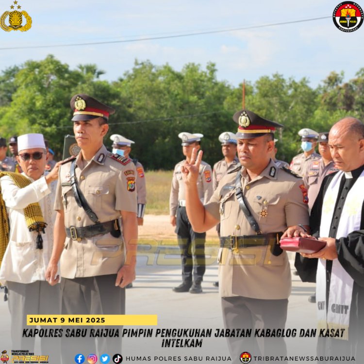 Kapolres Sabu Raijua pimpin Pengukuhan jabatan Kabaglog & Kasat Intelkam.