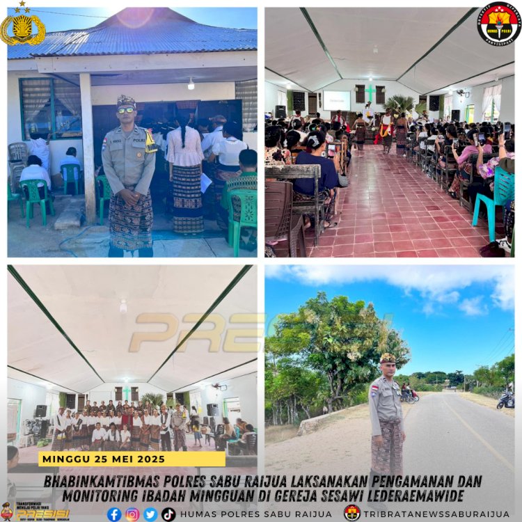 Bhabinkamtibmas Polres Sabu Raijua Melaksanakan Pengamanan dan Monitoring Ibadah Mingguan di Gereja Sesawi Lederaemawide