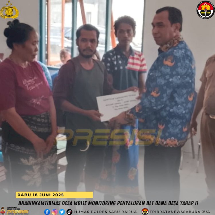 Bhabinkamtibmas Desa Molie Monitoring Penyaluran BLT Dana Desa Tahap II