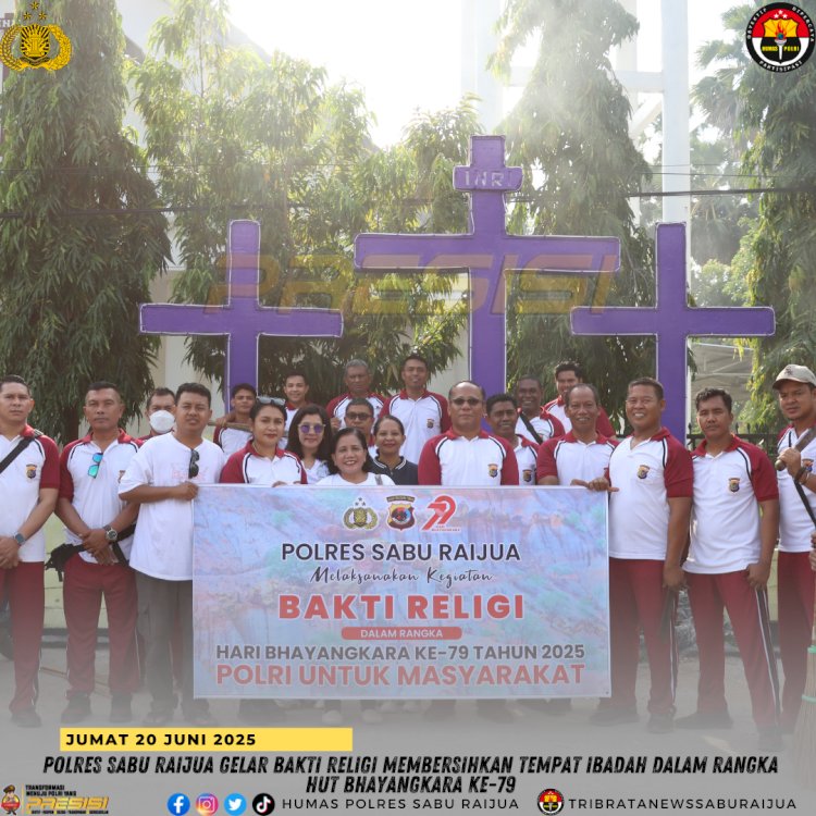 Polres Sabu Raijua Gelar Bakti Religi Membersihkan Tempat Ibadah dalam Rangka HUT Bhayangkara ke-79