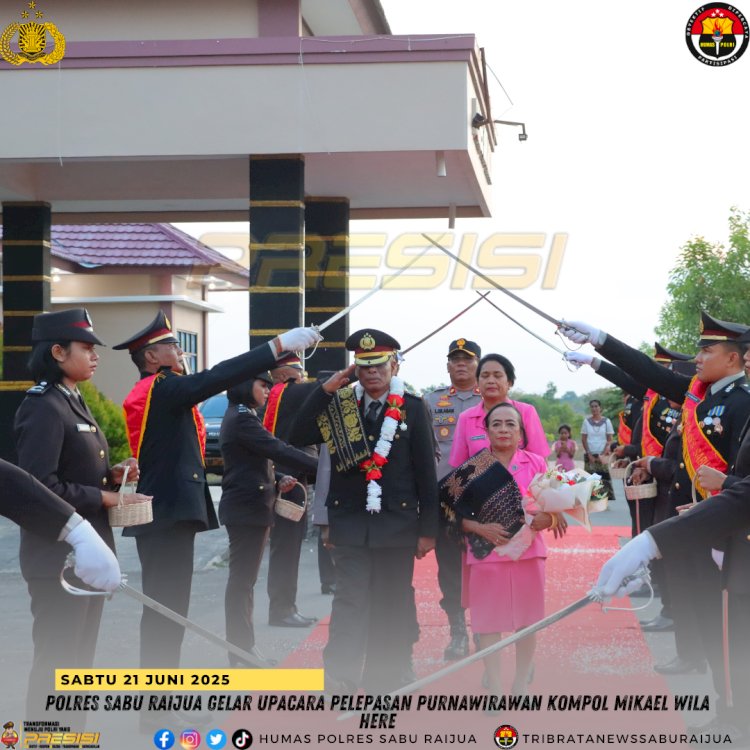 Polres Sabu Raijua Gelar Upacara Pelepasan Purnawirawan Kompol Mikael Wila Here
