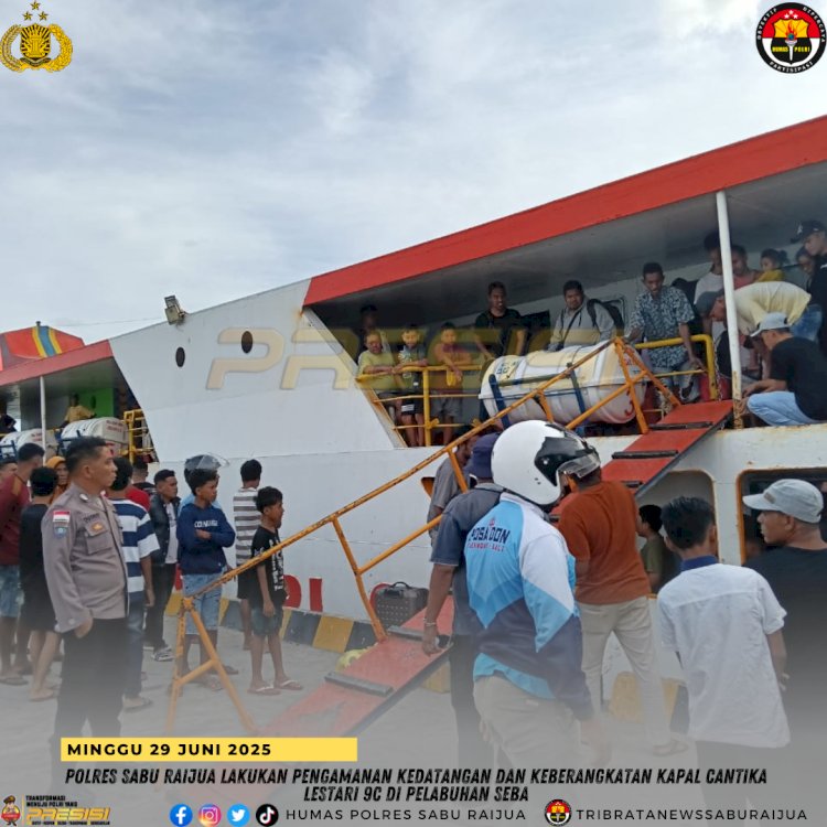 Polres Sabu Raijua Amankan Kedatangan dan Keberangkatan Kapal Cantika Lestari 9C di Pelabuhan Seba