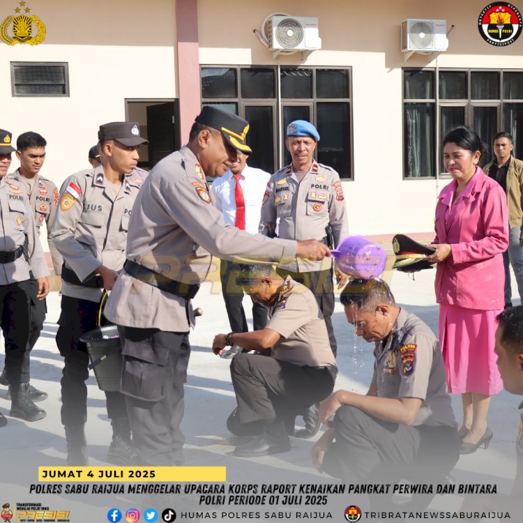 Polres Sabu Raijua menggelar Upacara Korps Raport kenaikan pangkat Perwira dan Bintara Polri Periode 01 Juli 2025