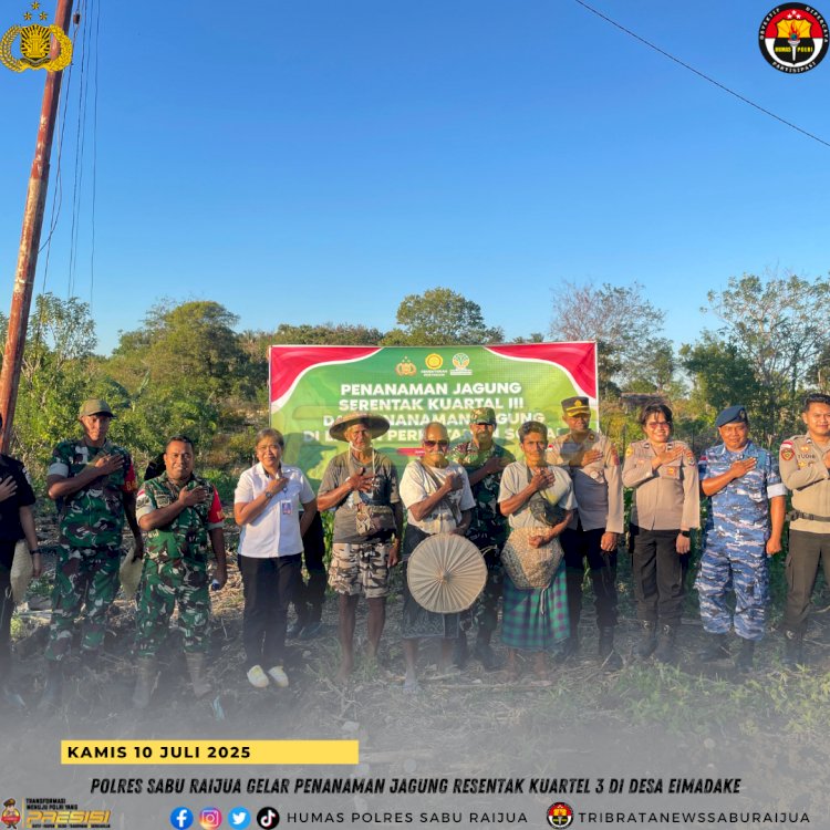 POLRES SABU RAIJUA GELAR PENANAMAN JAGUNG SERENTAK KUARTEL 3 DI DESA EIMADAKE