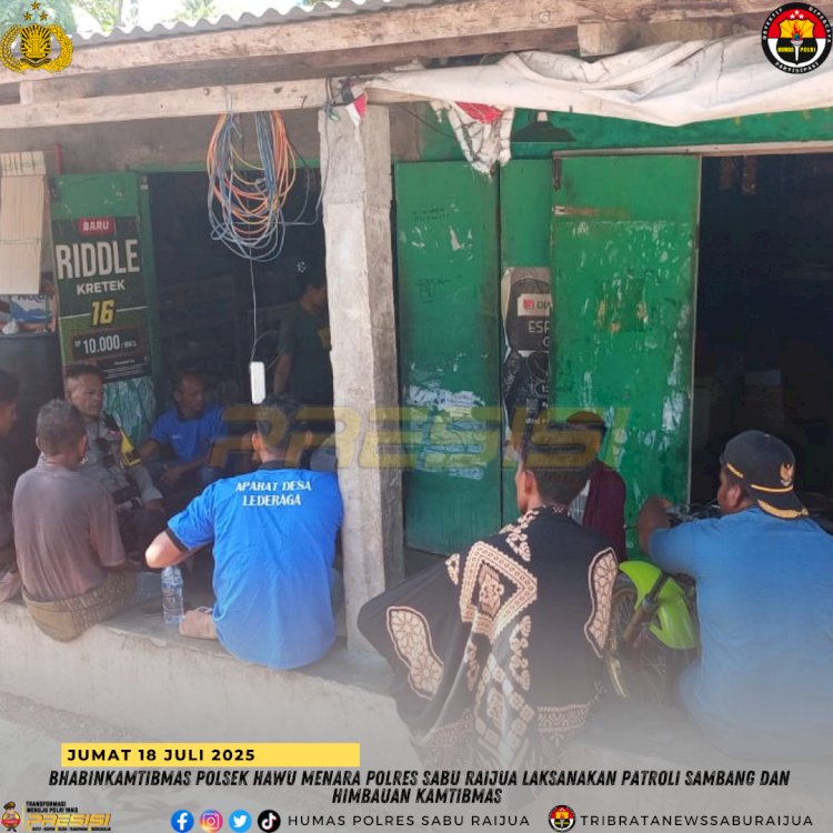 Bhabinkamtibmas Polsek Hawu Mehara Polres Sabu Raijua Laksanakan Patroli Sambang dan Himbauan Kamtibmas
