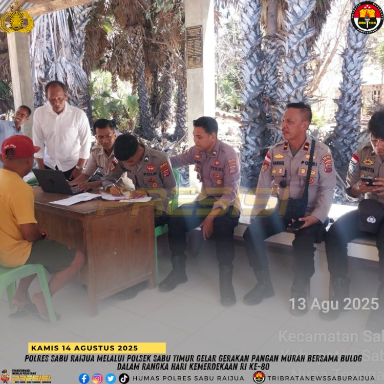 Polres Sabu Raijua Melalui Polsek Sabu Timur Gelar Gerakan Pangan Murah Bersama Bulog dalam Rangka Hari Kemerdekaan RI ke-80