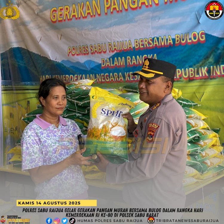 Polres Sabu Raijua Gelar Gerakan Pangan Murah Bersama Bulog dalam Rangka Hari Kemerdekaan RI ke-80 di Polsek Sabu Barat