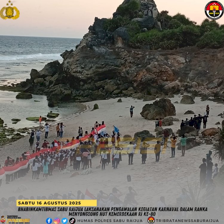 Bhabinkamtibmas Sabu Raijua Laksanakan Pengawalan Kegiatan Karnaval dalam Rangka Menyongsong HUT Kemerdekaan RI ke-80