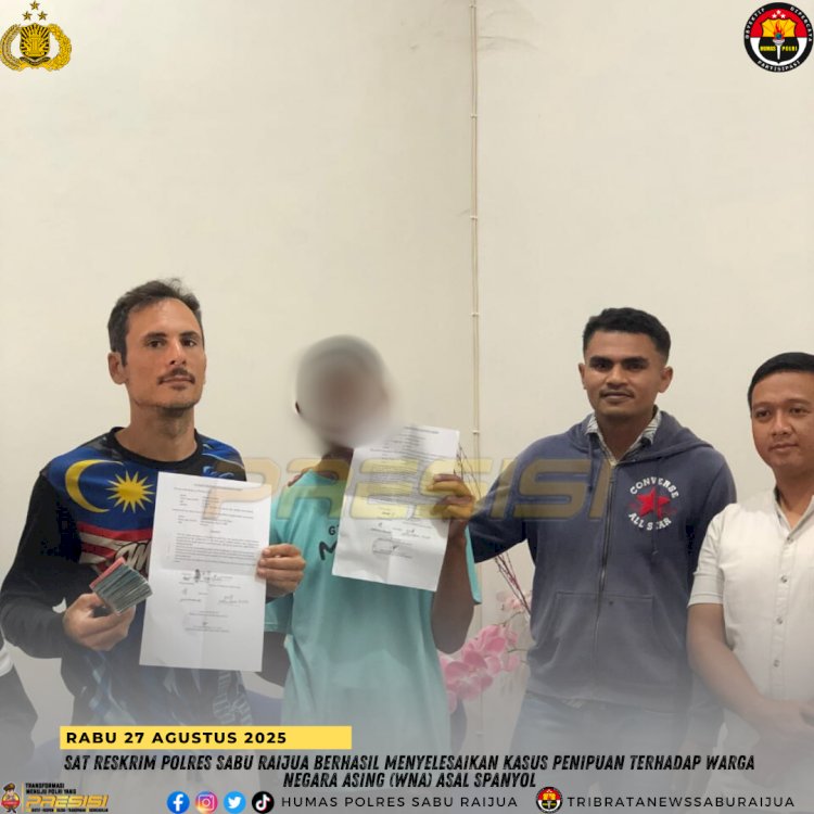 SAT RESKRIM POLRES SABU RAIJUA BERHASIL MENYELESAIKAN KASUS PENIPUAN TERHADAP WARGA NEGARA ASING (WNA) ASAL SPANYOL