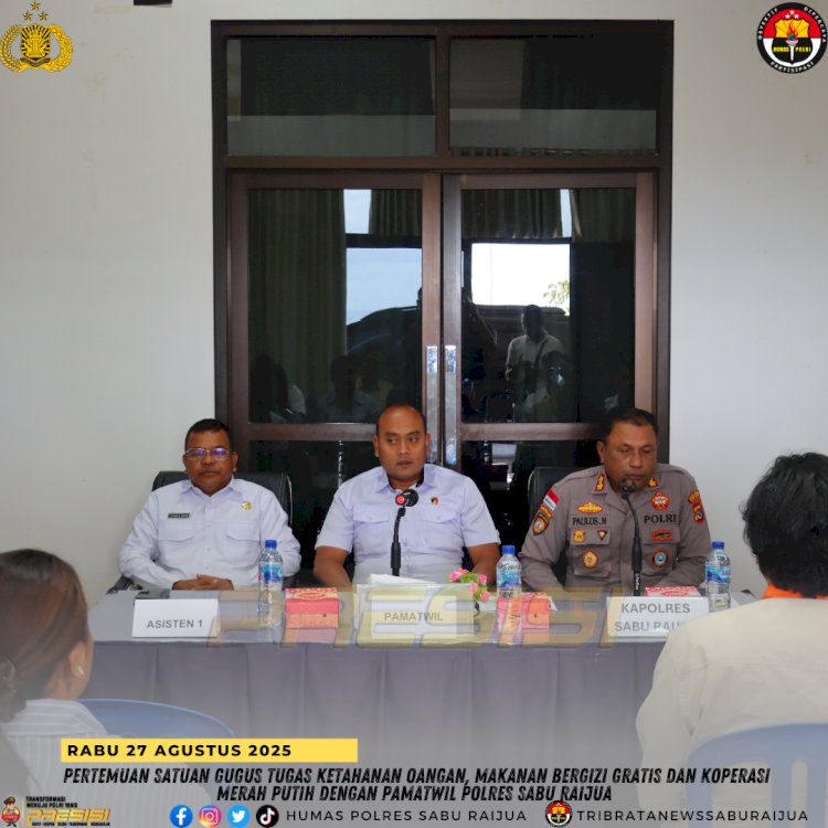 Pertemuan Satuan Gugus Tugas Ketahanan Pangan, Makanan Bergizi Gratis, dan Koperasi Merah Putih dengan Pamatwil Polres Sabu Raijua