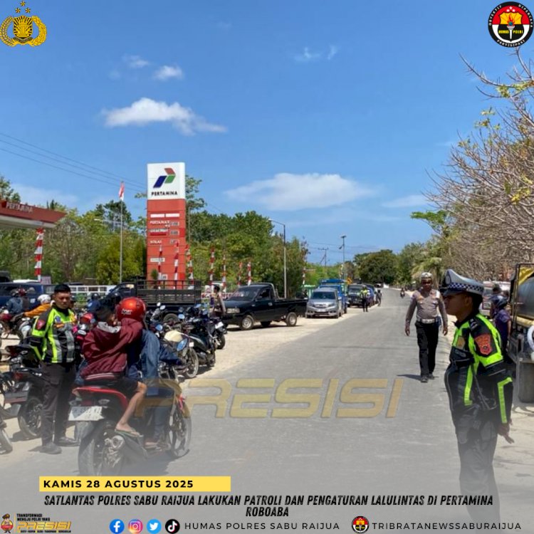 Satlantas Polres Sabu Raijua Lakukan Patroli dan Pengaturan Lalu Lintas di Pertamina Roboaba