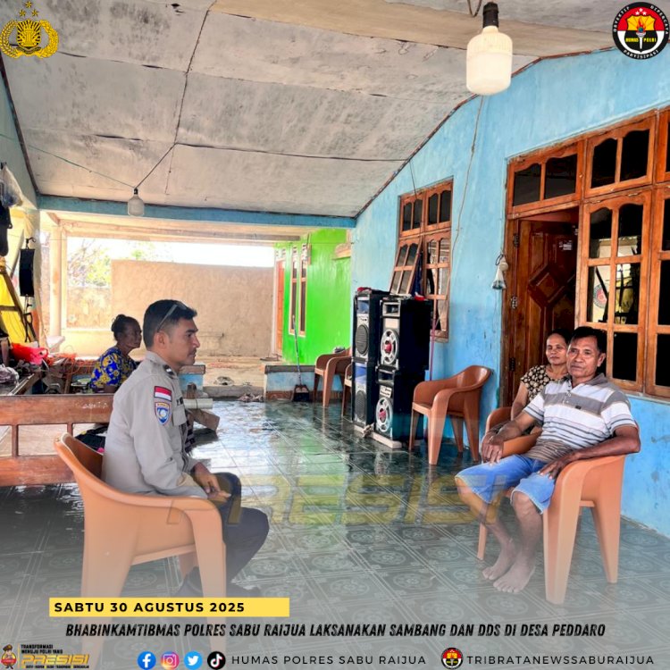 Bhabinkamtibmas Polres Sabu Raijua Laksanakan Sambang dan DDS di Desa Peddaro