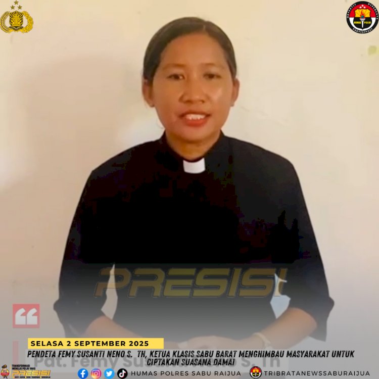 Pdt. Femy Susanti Neno S. Th, Ketua Klasis Sabu Barat, Mengimbau Masyarakat untuk Ciptakan Suasana Damai
