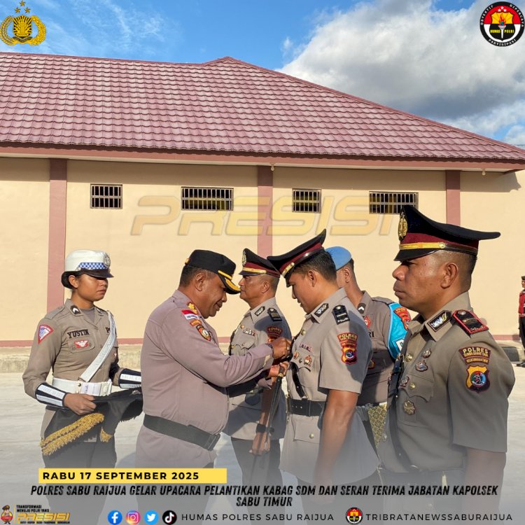 Polres Sabu Raijua Gelar Upacara Pelantikan Kabag SDM dan Serahterima Jabatan Kapolsek Sabu Timur