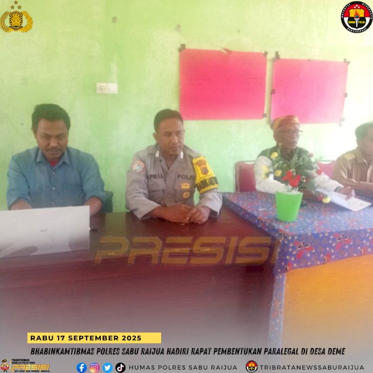 Bhabinkamtibmas Polres Sabu Raijua Hadiri Rapat Pembentukan Paralegal di Desa Deme