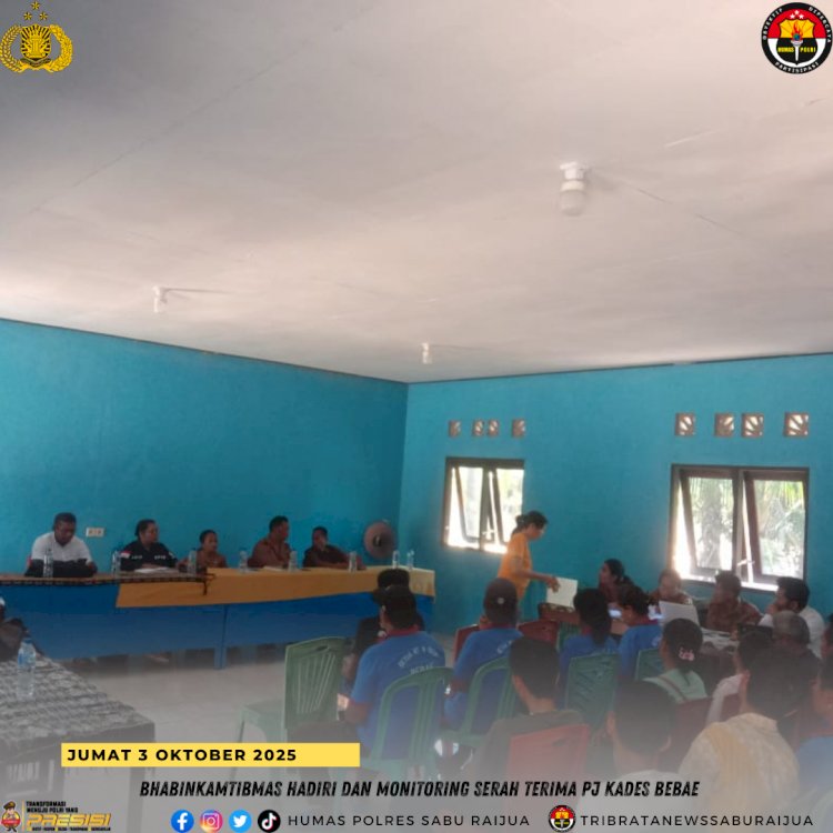 Bhabinkamtibmas Hadiri dan Monitoring Serah Terima PJ Kades Bebae