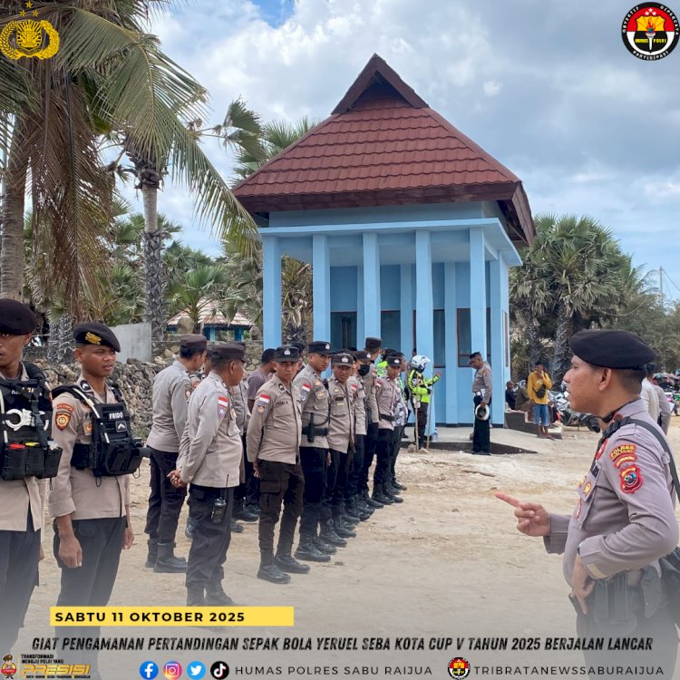 Giat Pengamanan Pertandingan Final Sepak Bola Yeruel Seba Kota Cup V Tahun 2025 Berjalan Lancar