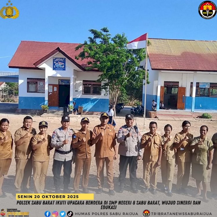 Polsek Sabu Barat Ikuti Upacara Bendera di SMP Negeri 8 Sabu Barat, Wujud Sinergi dan Edukasi