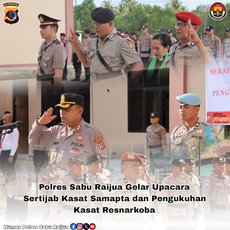Polres Sabu Raijua menggelar upacara serah terima jabatan (sertijab) Kasat Samapta serta pengukuhan Kasat Resnarkoba