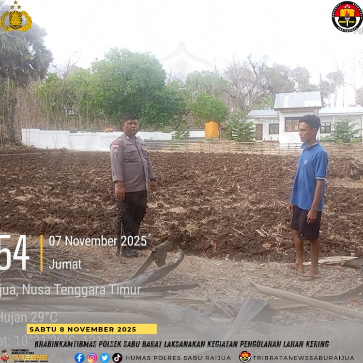 Bhabinkamtibmas Polsek Sabu Barat Laksanakan Kegiatan Pengolahan Lahan Kering