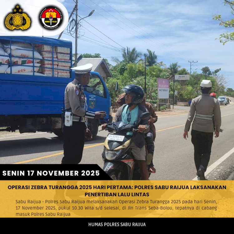 Operasi Zebra Turangga 2025 Hari Pertama: Polres Sabu Raijua Laksanakan Penertiban Lalu Lintas
