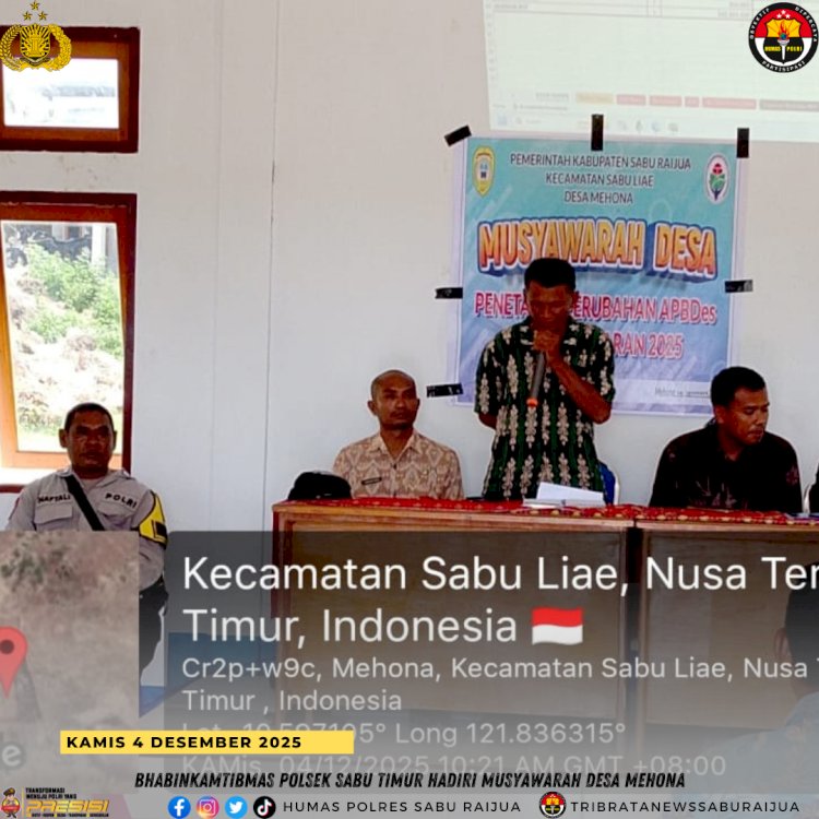 Bhabinkamtibmas Polsek Sabu Timur Hadiri Musyawarah Desa Mehona