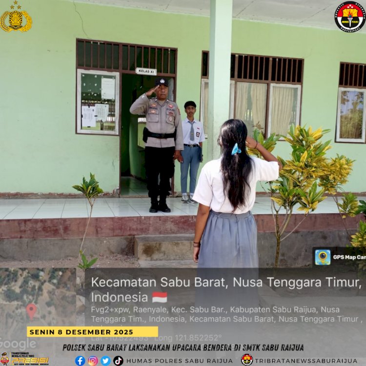 Polsek Sabu Barat Laksanakan Upacara Bendera di SMTK Sabu Raijua