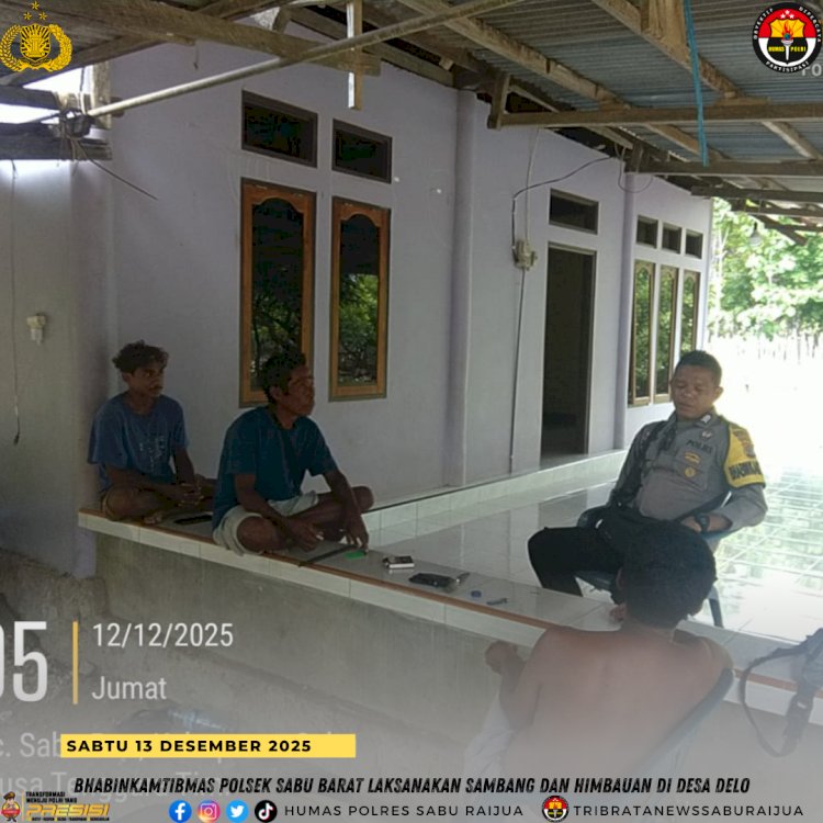 Bhabinkamtibmas Polsek Sabu Barat Laksanakan Sambang dan Himbauan di Desa Delo