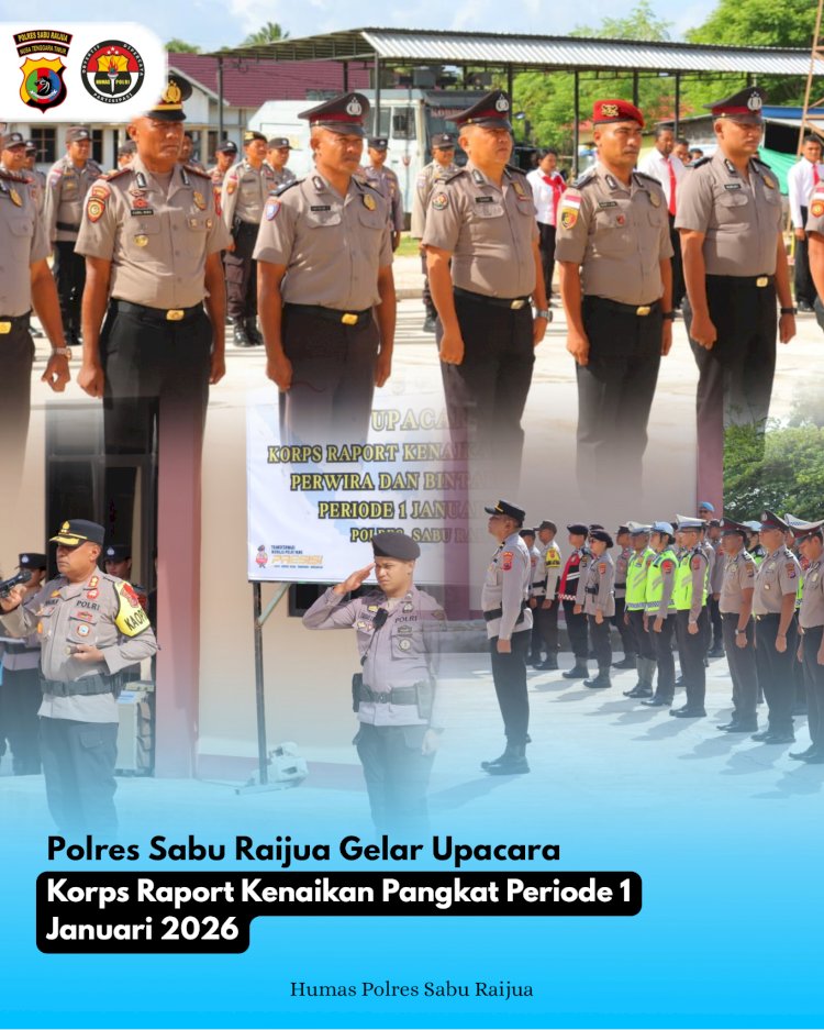Polres Sabu Raijua melaksanakan Upacara Korps Raport Kenaikan Pangkat Periode 1 Januari 2026