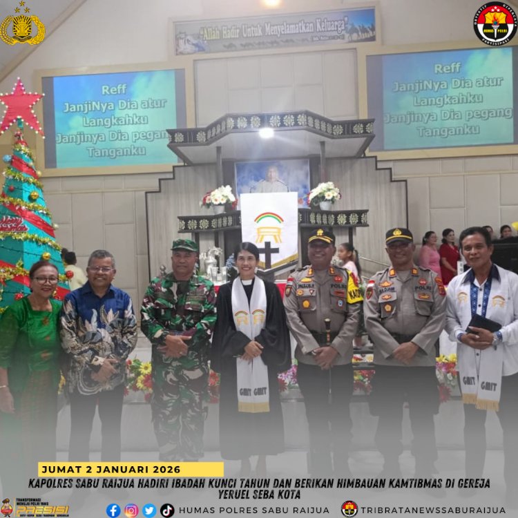 Kapolres Sabu Raijua Hadiri Ibadah Kunci Tahun di Gereja Yeruel Seba Kota
