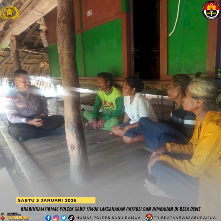 Bhabinkamtibmas Polsek Sabu Timur Laksanakan Patroli dan Himbauan di Desa Deme
