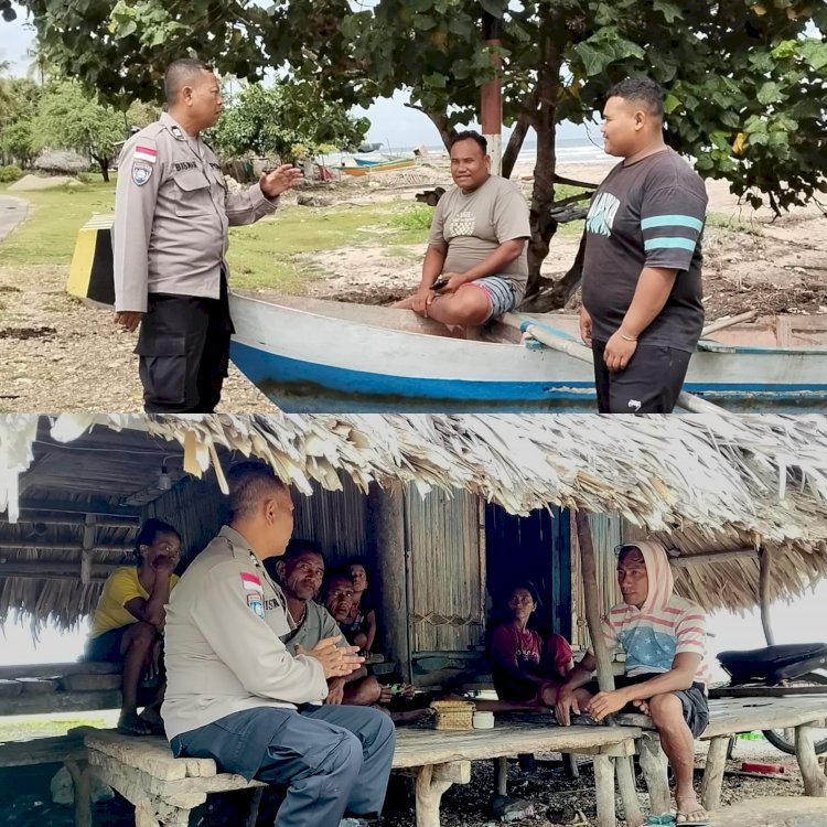 Bhabinkamtibmas Polsek Hawu Mehara Berikan Himbauan Waspada Cuaca Buruk kepada Warga Pesisir Desa Daieko