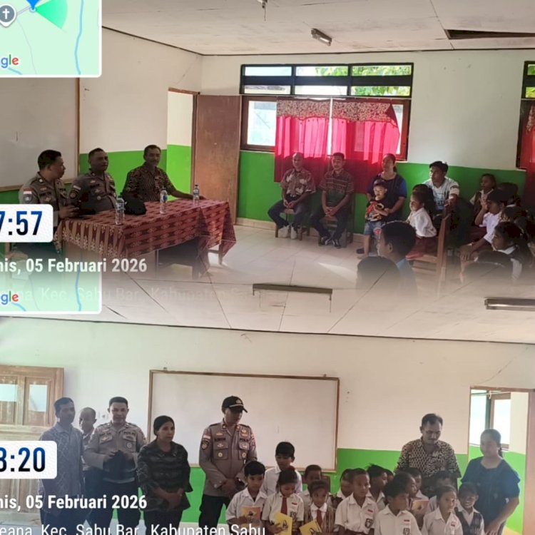 Satbinmas Polres Sabu raijua peduli pendidikan dengan membagi alat tulis untuk SD GMIT RAELIU desa Ledeana  kab. Sabu Raijua
