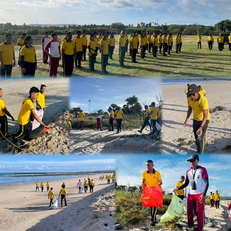 Polres Sabu Raijua Gelar Kurvei Jumat Bersih di Pantai Napae, Wujud Kepedulian Lingkungan dan Pelayanan Masyarakat