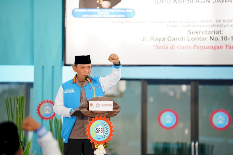 Silaturahmi Ramadhan Bareng KSPSI di Jatim, Kapolri Ajak Buruh Bersatu Dukung Upaya Perdamaian Presiden 
