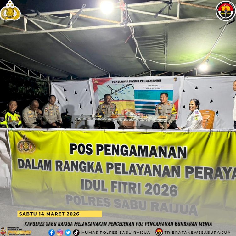Kapolres Sabu Raijua melaksanakan pengecekan pos pengamanan bundaran Menia.