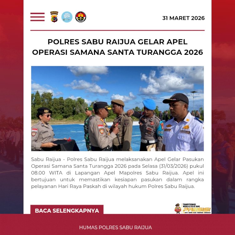 Polres Sabu Raijua Gelar Apel Operasi Samana Santa Turangga 2026