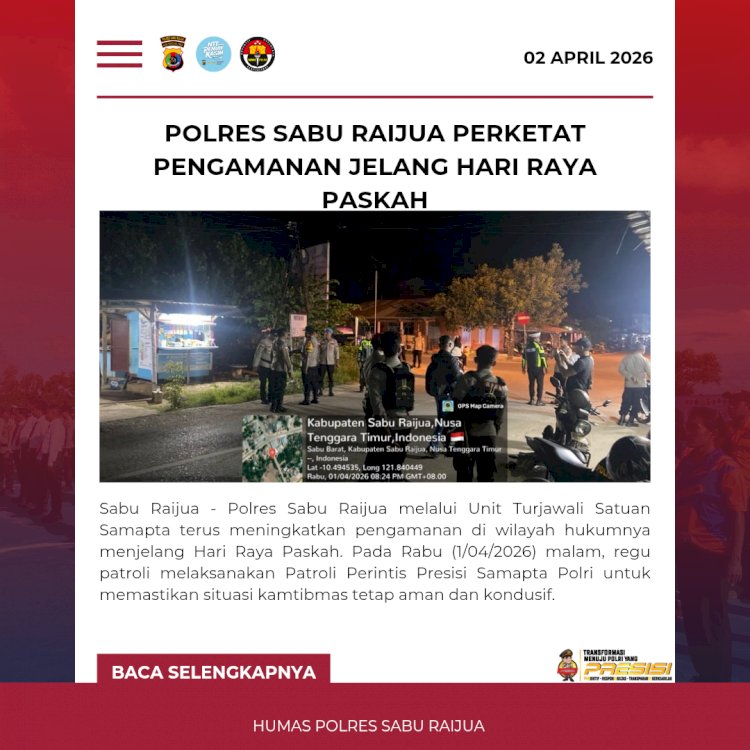 Polres Sabu Raijua Perketat Pengamanan Jelang Hari Raya Paskah