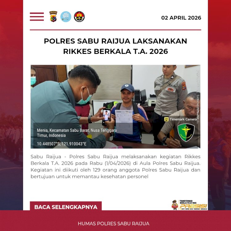 Polres Sabu Raijua Laksanakan Rikkes Berkala T.A. 2026