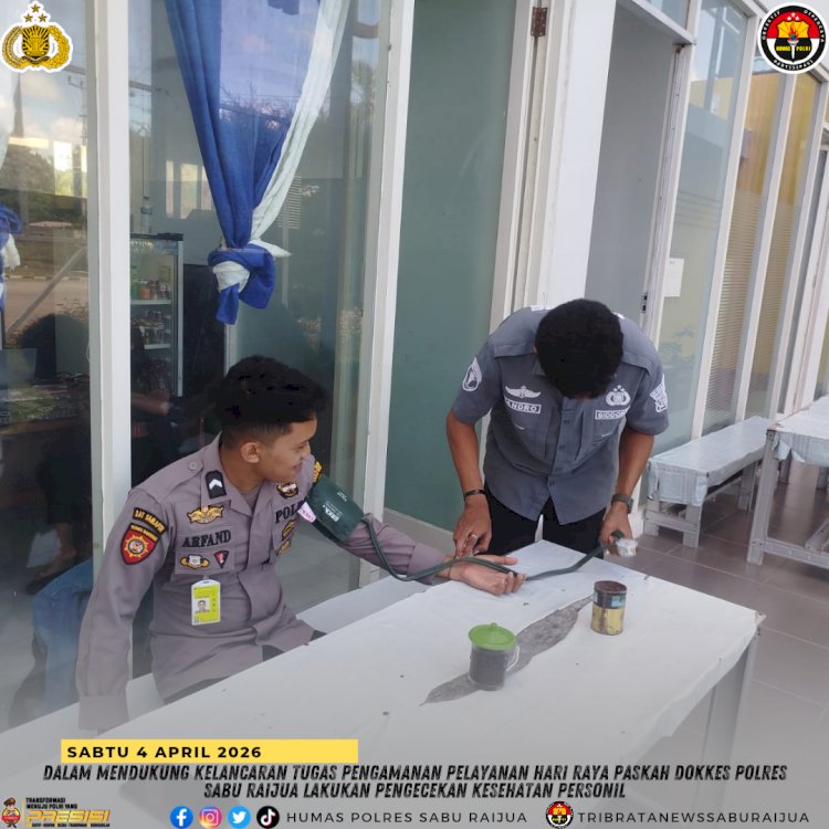 Dalam mendukung kelancaran tugas pengamanan pelayanan hari raya paskah Dokkes Polres Sabu Raijua lakukan pengecekan Kesehatan Personil